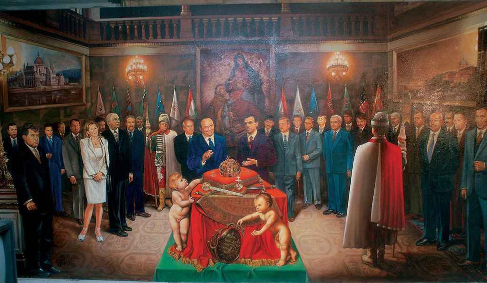 A „Millenniumi magyar kormány a Korona évében” című festményt 2000-ben festette meg Róth István. Az amatőr művész állítása szerint a hatalmas, 2,60 x 5 méteres képet Nemeskürty István millenniumi kormánybiztos megrendelésére készítette, de ezt az érintett tagadta. A Fidesz 1998-tól kezdődve tudatosan törekedett az egységes kormányzati imázs kialakítására. Erre jó alkalmat szolgáltatott az államalapítás kétezredik évfordulója, melynek ünneplése összemosódott a Fidesz "nemzeti" pártként való újrapozícionálásával.