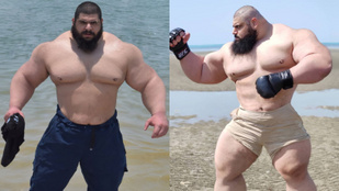 Megtalálták az iráni Hulkot: betonfalat püföl és dinnyével edz ez a fiatal férfi