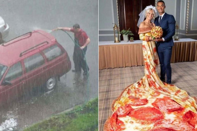 Zuhogó esőben kocsit mosni? 5 vicces fotó, amit igazán nem értünk