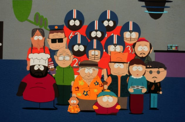 Melyik amerikaifutball-csapat tagjai ejthették teherbe a gyanú szerint Cartman édesanyját az ittas pajtatánckor (legalábbis a magyar változatban)?