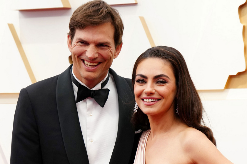 Mila Kunis görög istennőként festett pink ruhájában az Oscar-gálán: Ashton Kutcher büszkén pózolt mellette