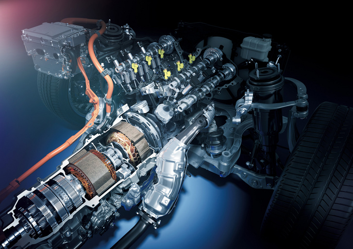 Toyota rendszer hosszában, plusz sebességváltóval és hátsókerék-hajtással a Lexus LC 500h-ban