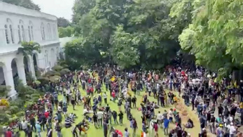 Videón, ahogy a Srí Lanka-i tüntetők megmártóznak az elnöki rezidencia medencéjében