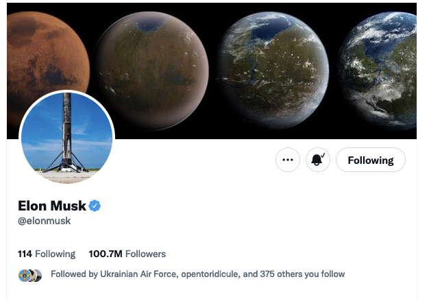 Musk Twitter profilja