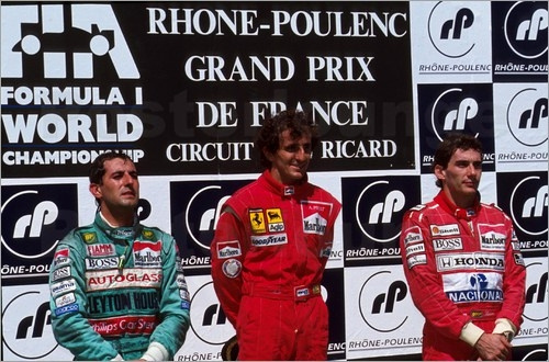 1990, Francia GP, Magny-Cours: 1. Prost, 2. Capelli, 3. Senna