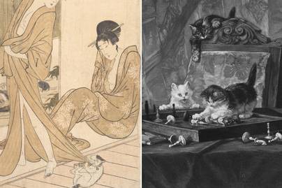 Kimonót rágcsáló és tintásüveget felborító cica - 8 kép, ami bizonyítja, hogy a macskák régen is szerettek rombolni