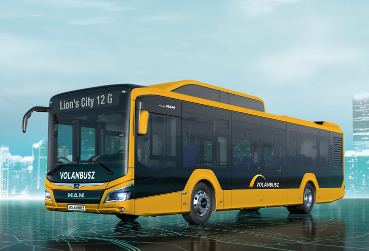 A Volánbusz új MAN Lion's City 12 CNG-jének látványterve. A sárgák vidéki városokba kerülnek majd, talán jövőre