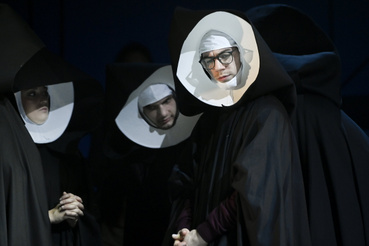 William Shakespeare Szeget szeggel című vígjátékának próbája a Vígszínházban 2022. december 6-án