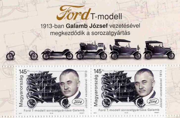 A Galamb József által feltalált sorozatgyártás századik évfordulóján a Magyar Posta bélyegkibocsátással emlékezett az autóipar fejlődésének eme jelentős állomásáról