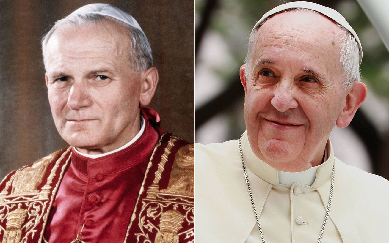 Ferenc pápa és II. János Pál pápa