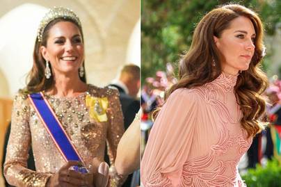 Katalin hercegné arany estélyiben ment a jordán herceg lagzijára: kétféle ruhában is tündökölt