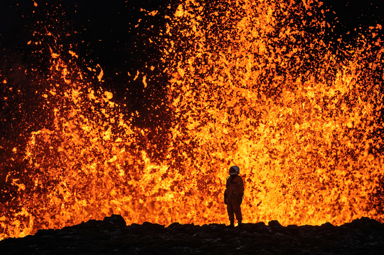 Az izlandi Fagradalsfjall-vulkán kitörése.
