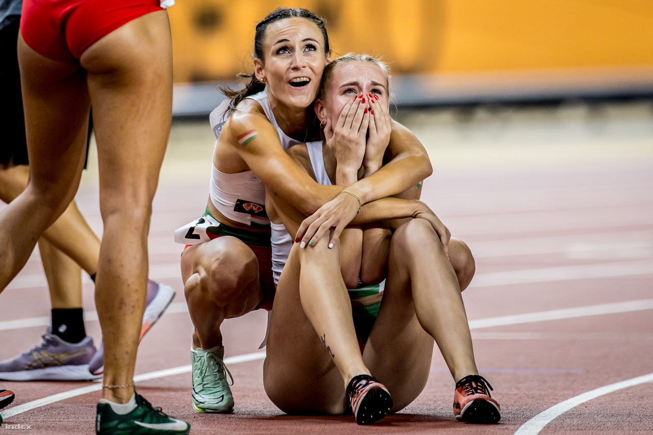 A magyar női 4x400 m-es váltó 43 éve fennálló országos csúcsot döntött meg: Molnár Jankát Kéri Bianka öleli meg