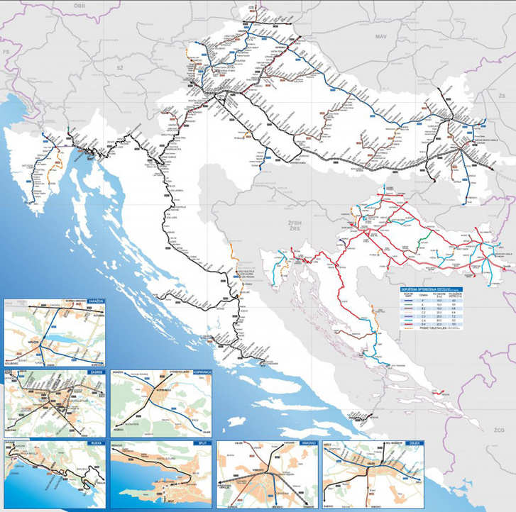 Horvátország vasúti térképe