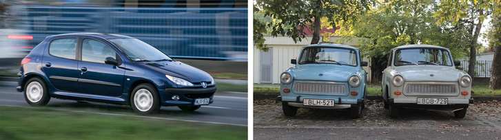 Népautók, teljesen más korszakból, teljesen más megközelítésben. Peugeot 206-ból vagy Trabantból készült több?