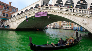 Bizarr, foszforeszkáló zöld lett a velencei csatorna vize