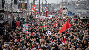 Több ezren tüntettek a palesztinok mellett Isztambulban