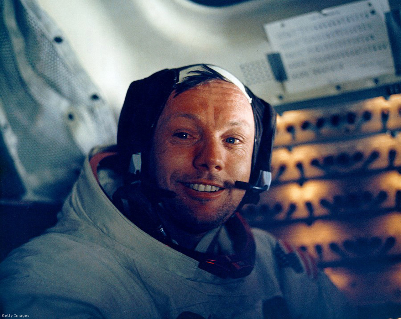 1969. július 20. Neil Armstrong űrhajós a Holdmodulban a Holdraszállás napján
