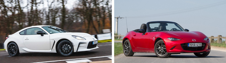 Két élvezetes, modern sportautó következik: a legerősebb, kétliteres Mazda MX-5 vagy a Toyota GR86 éri el hamarabb a százat?