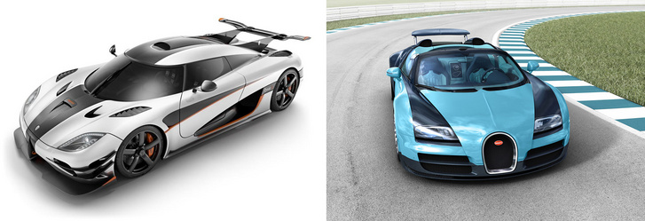 Koenigsegg One:1 kontra Bugatti Veyron Grand Sport Vitesse: melyik az erősebb?