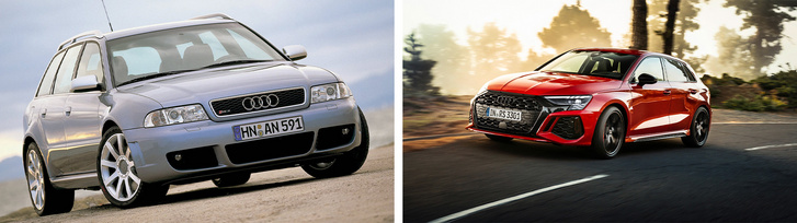 Az első generációs Audi RS4 vagy a legfrissebb Audi RS3 erősebb?