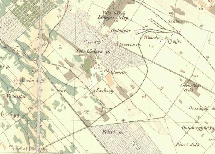 1902-es térkép a területről