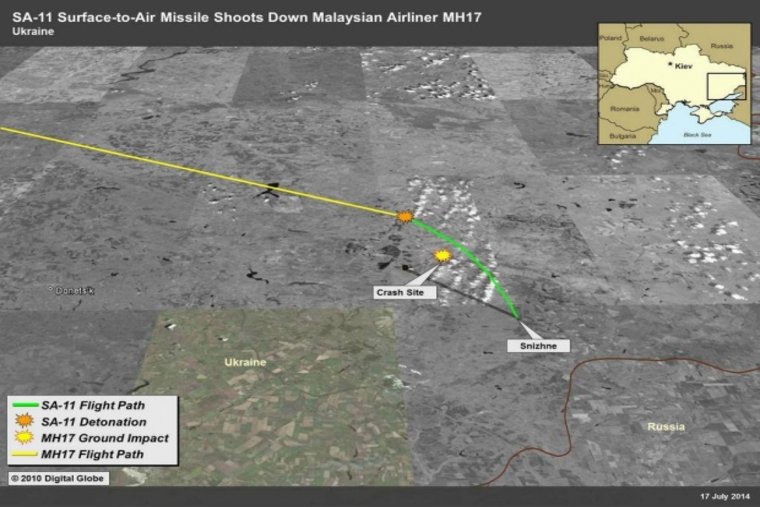 Közzétették a maláj gépet lelövő rakéta röppályáját