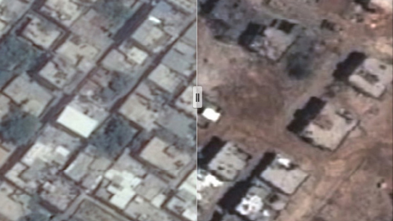 Műholdfelvételen látszik a gázai pusztítás