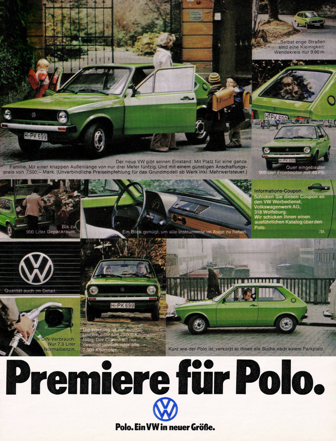 Bár az Audi 50-nel ellentétben a Polót bemutatáskor árulták még apró, 900 köbcentis motorral is, ez hamar kikerült a kínálatból, s maradt az 1,1-es 50 lóerős, mint alapkivitel.
                        